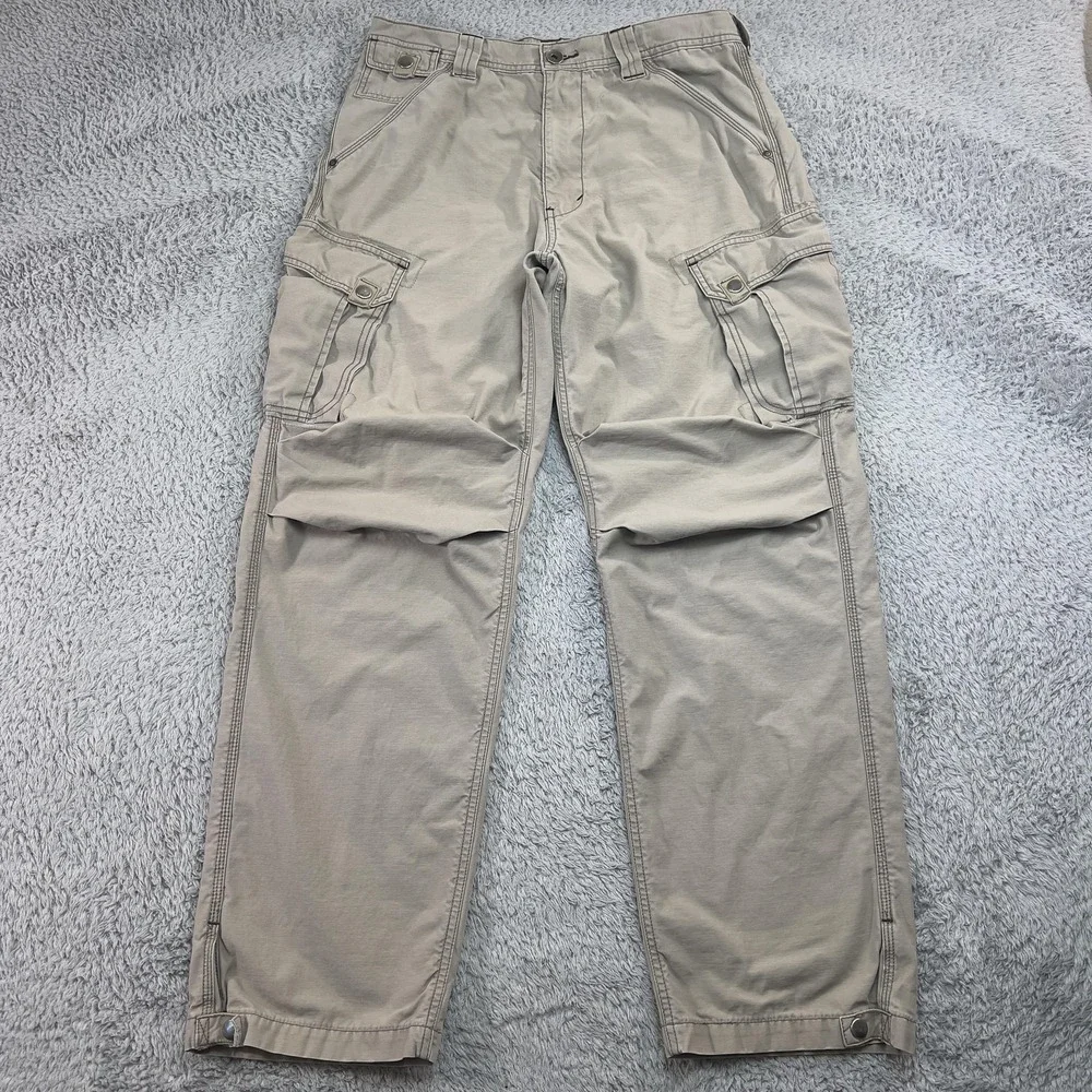 Vintage Levis SilverTab Cargo Pants Mens 33x32 Beige Khaki Loose Fit Utility 90s